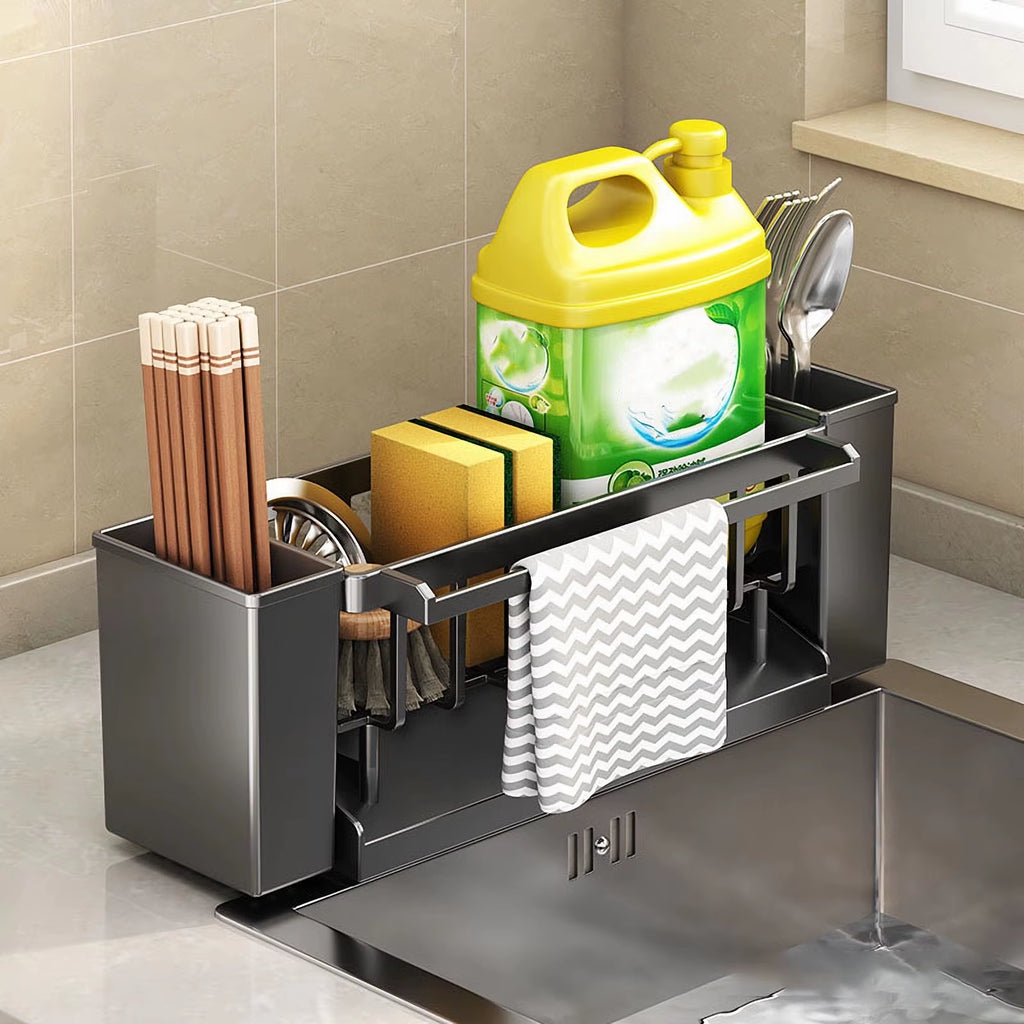 Elevate Your Kitchen with Our Versatile Kitchen Sink Organizer - Sponge and Brush Holder with Drain Rack