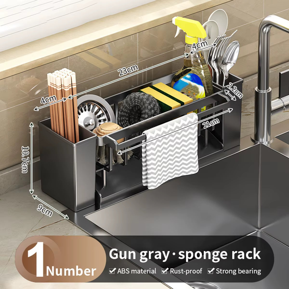 Elevate Your Kitchen with Our Versatile Kitchen Sink Organizer - Sponge and Brush Holder with Drain Rack