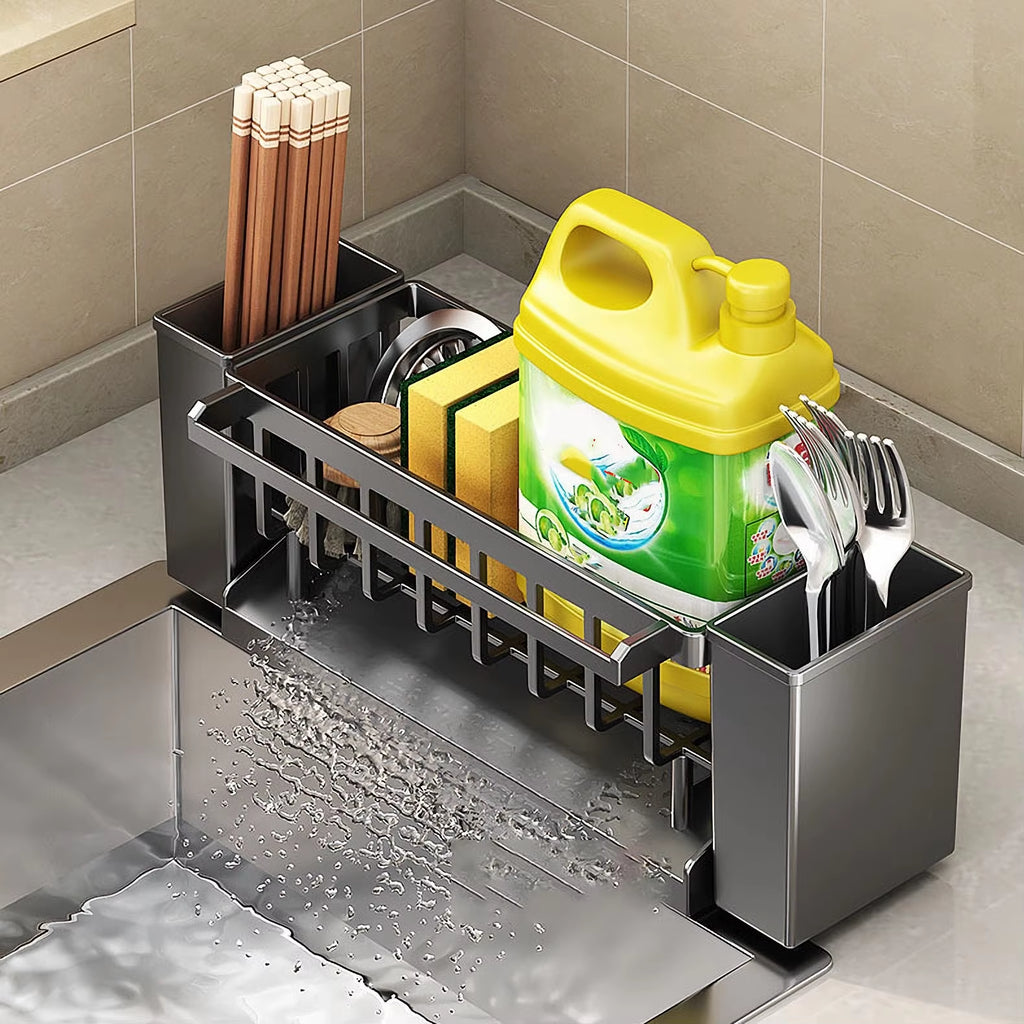 Elevate Your Kitchen with Our Versatile Kitchen Sink Organizer - Sponge and Brush Holder with Drain Rack